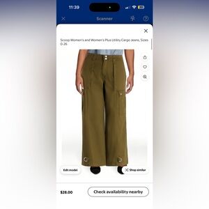 Women's Plus Utility Cargo Jeans - Olive